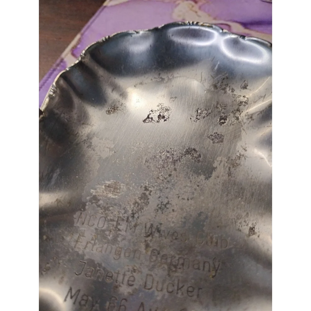 Rare! Vintage NCO-EM Wives Club silver Plate Basket Erlangen Germany 1968